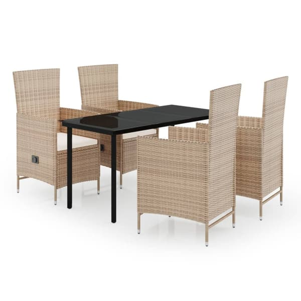 Matgrupp för trädgården med dynor 5 delar beige