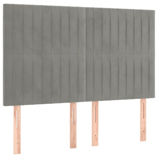 Ramsäng med madrass ljusgrå 140x200 cm sammet