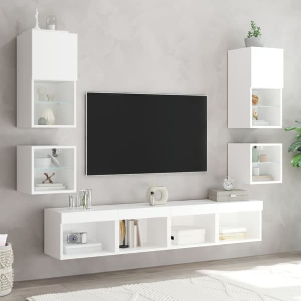 Väggmonterade sängbord LED-lampor 2 st vit