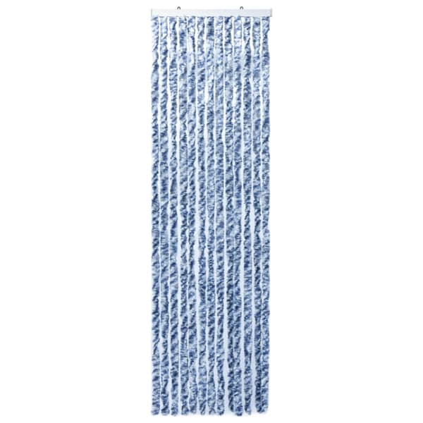 Insektsdraperi blå, vit och silver 56x185 cm chenille
