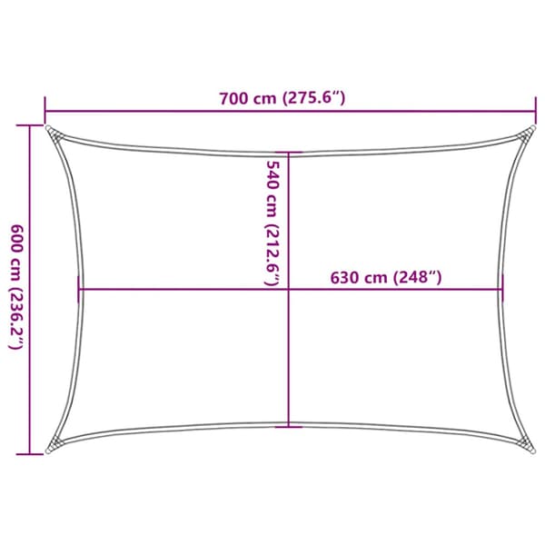 Solsegel 160 g/m² rektangulär blå 6x7 m HDPE