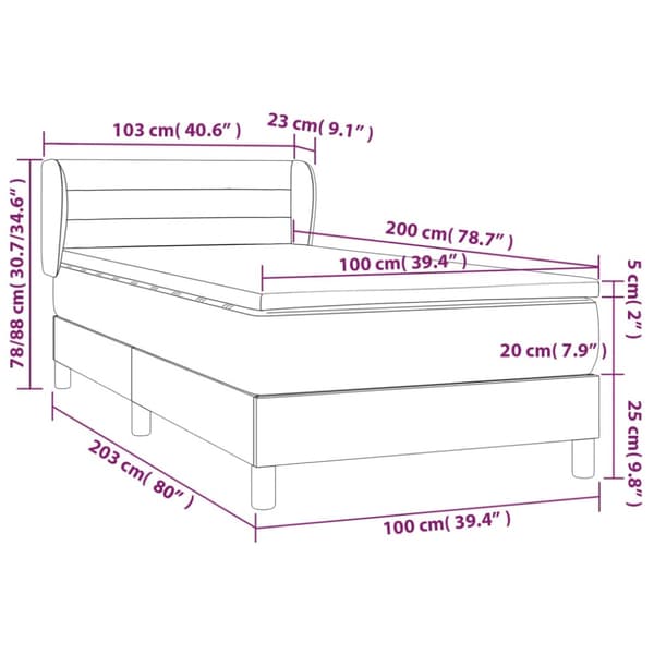 Ramsäng med madrass rosa 100x200 cm sammet