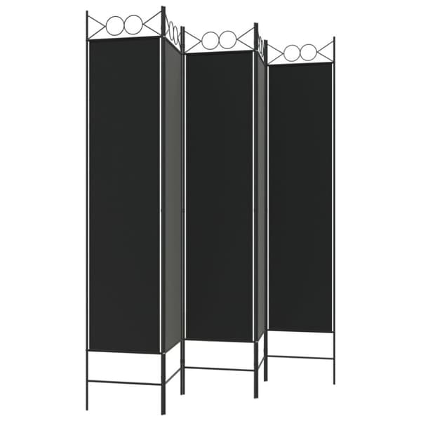 Rumsavdelare 5 paneler svart 200x200 cm tyg