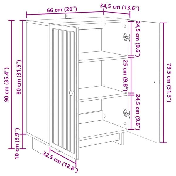 Sideboard Grå sonoma-ek 66 x 34,5 x 90 cm Konstruerat trä