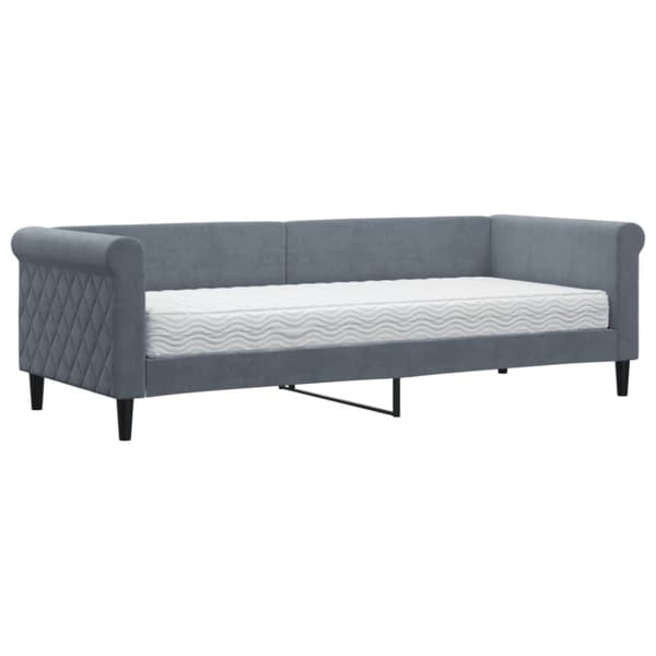 Dagbädd med madrass mörkgrå 80x200 cm sammet