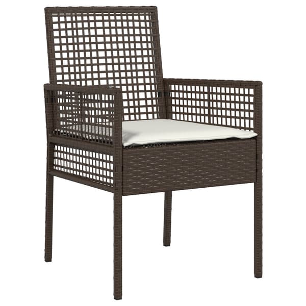 Trädgårdsmöbelset med kudde 5 pcs Brun konstrotting