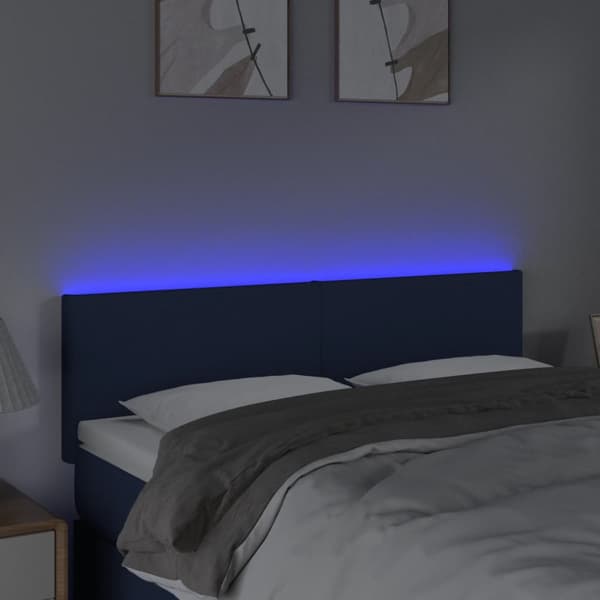 Sänggavel LED gräddvit 144x5x78/88 cm tyg