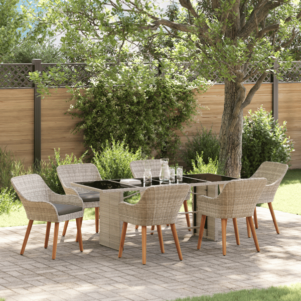 Trädgårdsmöbelset 7 pcs Ljusgrå konstrotting