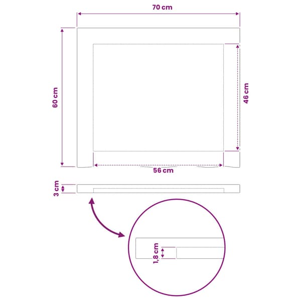 Rektangulärt Bordsskiva 90 x 50 x 3,5 cm Rektangulär Vit