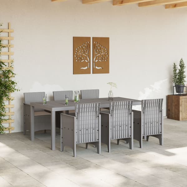 Trädgårdsmöbelset 7 pcs Ljusgrå Polypropylen