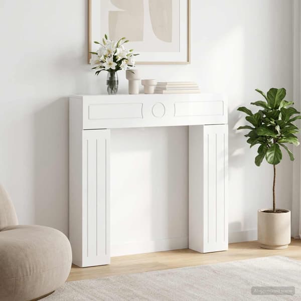 Eldstadsram Vit högglans 102 x 18 x 100,5 cm Konstruerat trä