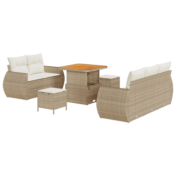 Trädgårdsoffset 8 st 5-Antal sittplatser Beige och gräddfärgad