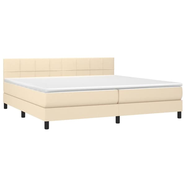 Ramsäng med madrass gräddvit 200x200 cm tyg