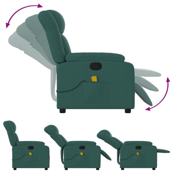 Massagefåtölj mörkgrön tyg