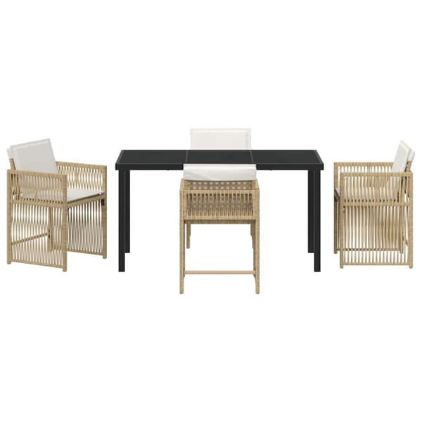 Trädgårdsmöbelset 5 pcs Beige konstrotting
