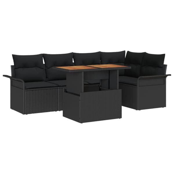 Trädgårdsoffset med lagring 6 pcs Svart Poly rattan