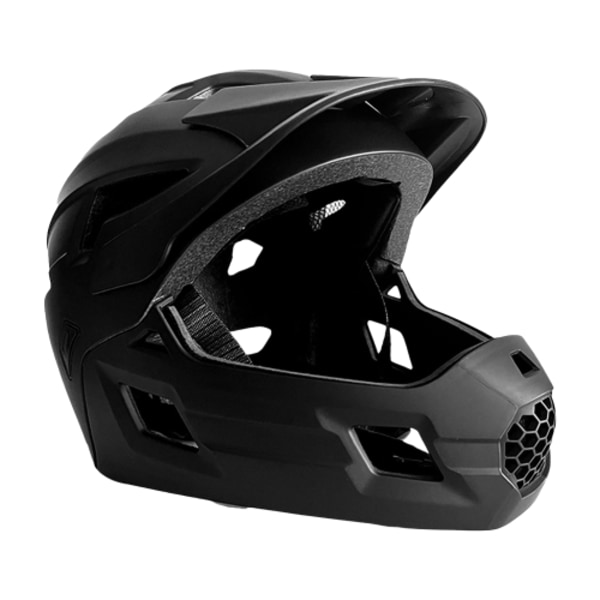 Crazy Safety - Fullface Bicycle Helmet for Kids Age 6-12 with Removable Chin Guard, Bug Net, and Sun Shade - Black - M (54-57 cm) (CS240480)