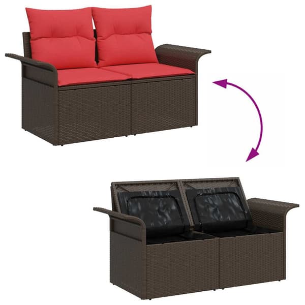 Trädgårdsoffset med kudde med lagring 4 pcs Poly rattan