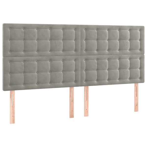 Ramsäng med madrass ljusgrå 160x200 cm sammet