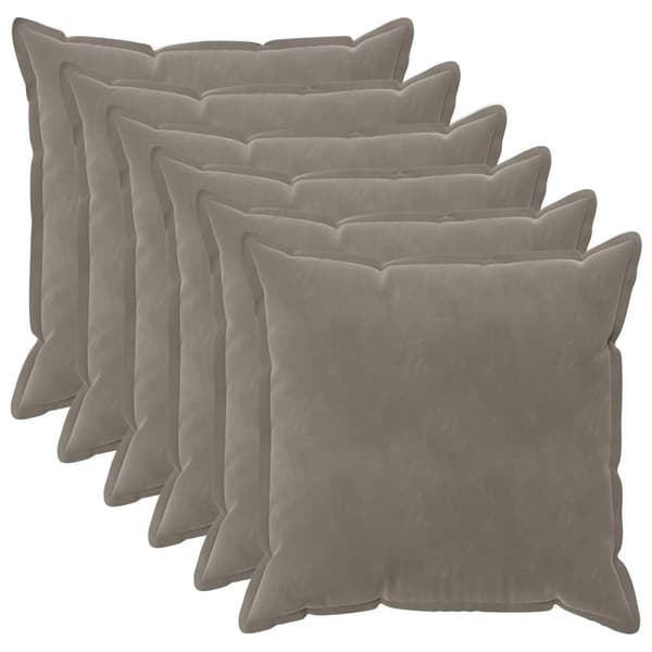 Kuddöverdrag 6 st HOUTEN Ljusgrå 60 x 60 cm Sammet