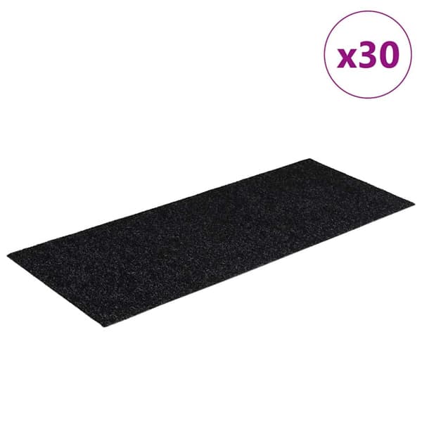 Trappmattor självhäftande 30 st 60x25 cm svarta rektangulära