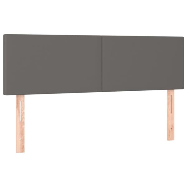 Ramsäng med madrass & LED grå 140x190 cm konstläder