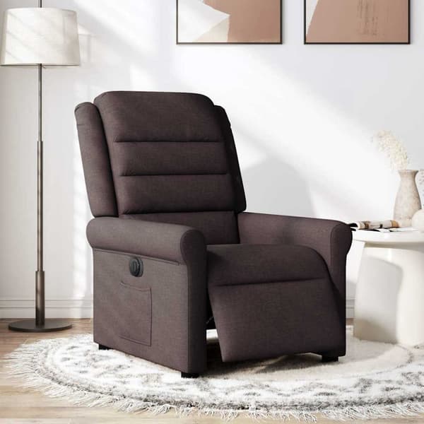 Elektrisk reclinerfåtölj mörkbrun tyg