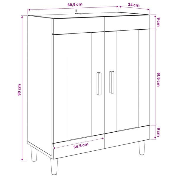 Sideboard Svart ek 69,5 x 34 x 90 cm Konstruerat trä