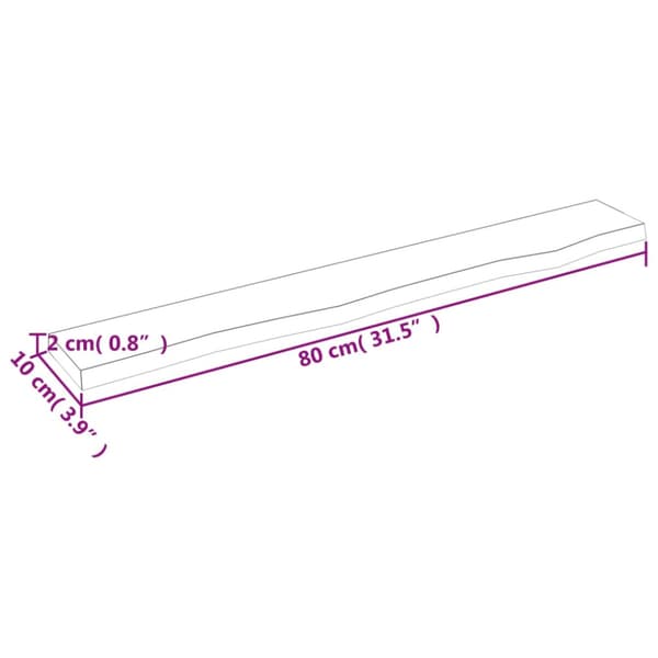 Hyllplan 80x10x2 cm obehandlad massiv ek