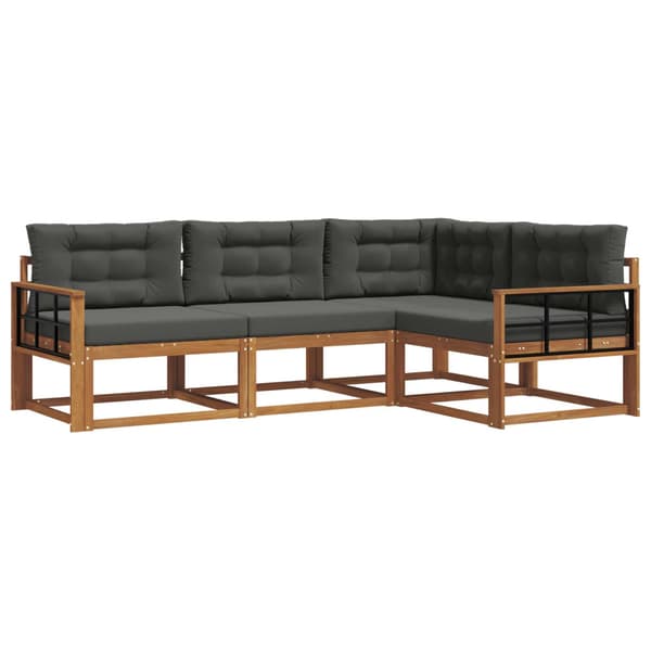 Utomhussoffset med kudde 4 pcs Naturlig och Antracit