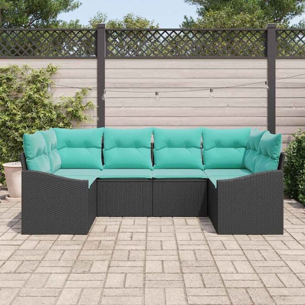Soffset med kudde 6 pcs Svart konstrotting