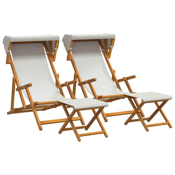 Deck Chair 4 st 3 Position Massiv Eukalyptus Trä Gräddvit