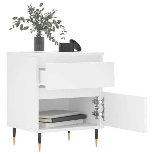 Sängbord vit 40x35x50 cm konstruerat trä
