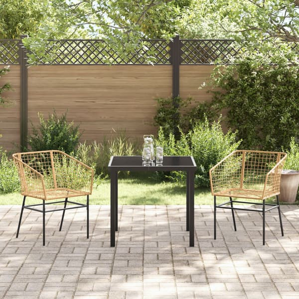 Trädgårdsmöbelset 3 pcs Brun konstrotting