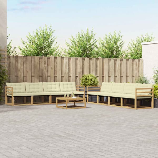 Utomhussoffset 9 pcs Vit och grädde 79 x 79 x 37 cm