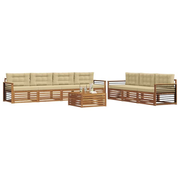 Utomhussoffset med kudde 8 pcs Naturlig och Beige