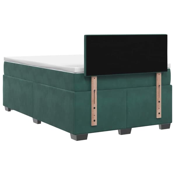 Boxspring säng med madrass och LED Mörkgrön 120 x 190 cm Sammet