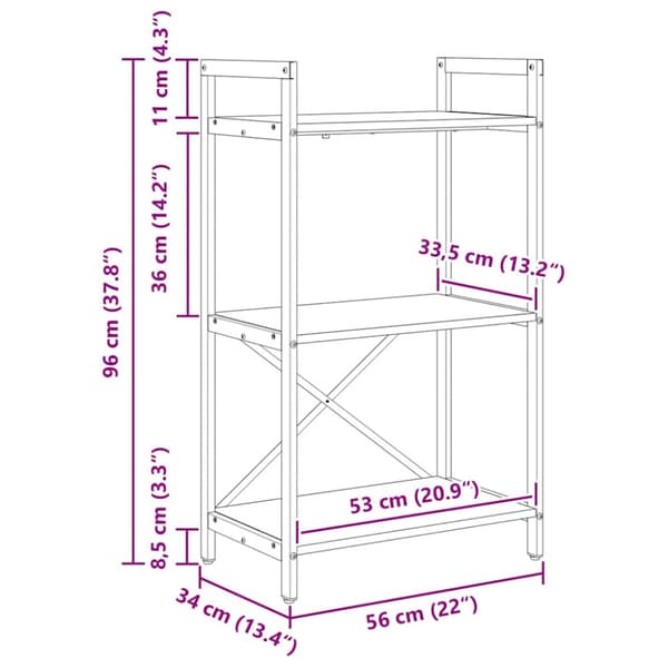 Hyllsystem Rökt ek 56 x 34 x 96 cm Konstruerat trä