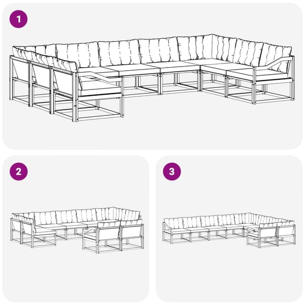 Utomhussoffset med kudde 9 pcs Vit och Beige