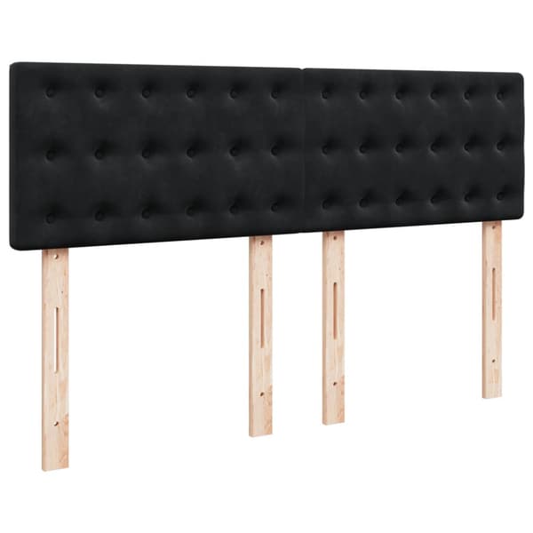 Ramsäng med madrass svart 140x200 cm sammet