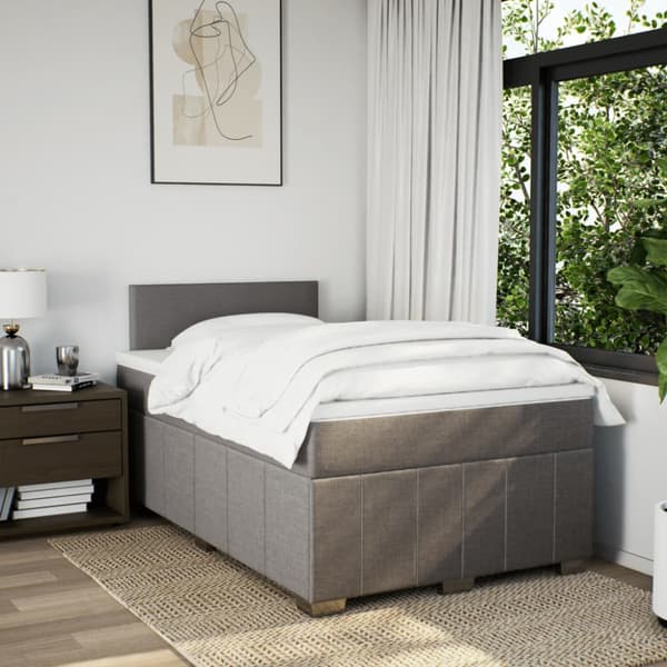 Ramsäng med madrass taupe 120x190 cm tyg