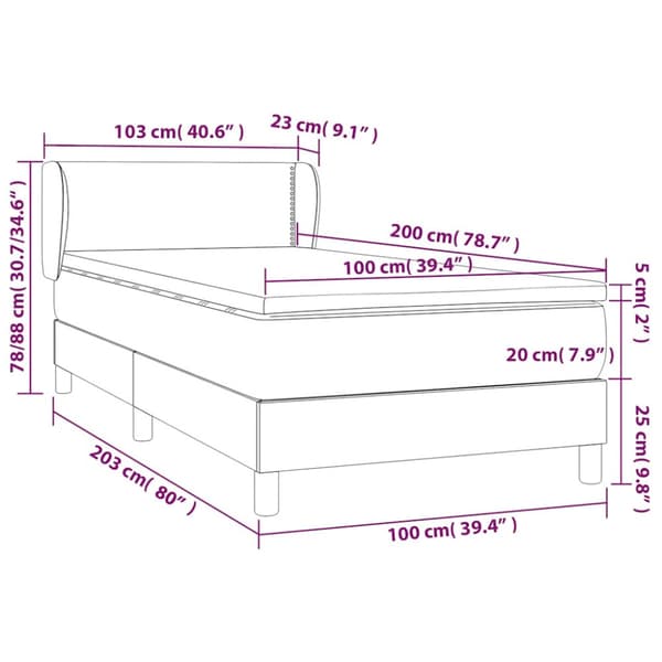 Ramsäng med madrass mörkblå 100x200 cm sammet