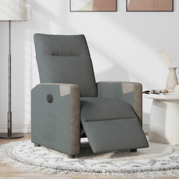 Elektrisk reclinerfåtölj mörkgrå tyg