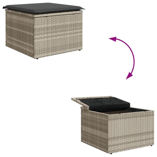 Trädgårdsoffset med kudde 4 pcs Ljusgrå konstrotting
