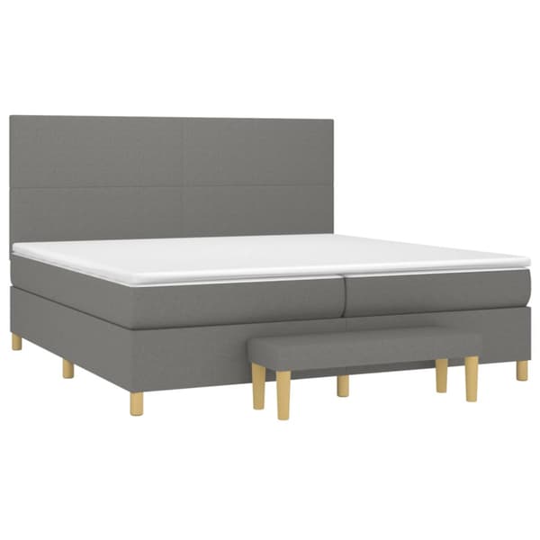 Ramsäng med madrass mörkgrå 200x200 cm tyg