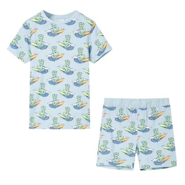 Barnpyjamas med korta ärmar ljusblå 128