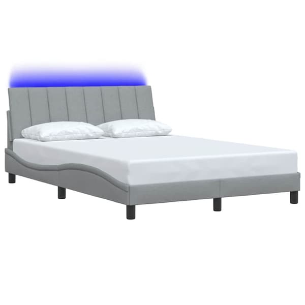 Bed Frame without Mattress "Hanko" Light Grey 140x190cm Fabric