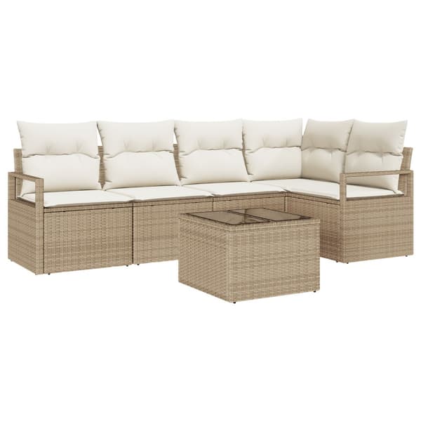 Trädgårdsoffset 6 pcs Beige och gräddfärgad konstrotting