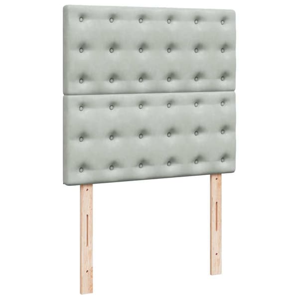 Ottoman sängram med madrasser ljusgrå 80x200 cm sammet