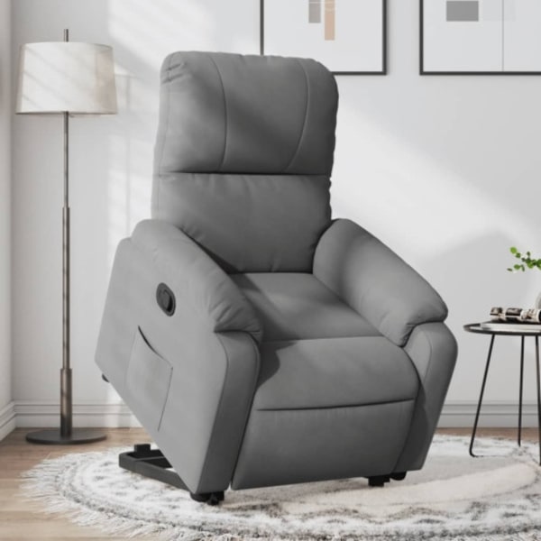Reclinerfåtölj med uppresningshjälp mörkgrå mikrofibertyg